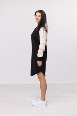 WHITE POLKA ONE SLEEVE DRESS