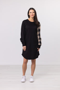 CHECKER ONE SLEEVE DRESS