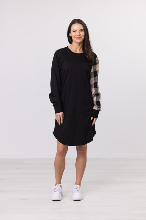 CHECKER ONE SLEEVE DRESS