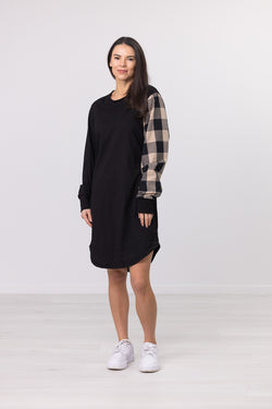 CHECKER ONE SLEEVE DRESS