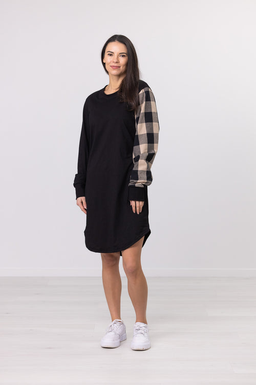 CHECKER ONE SLEEVE DRESS