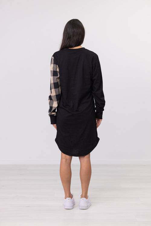 CHECKER ONE SLEEVE DRESS