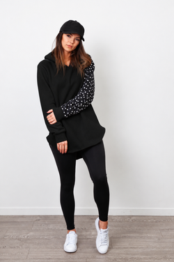 POLKA DOT HOODY BLACK