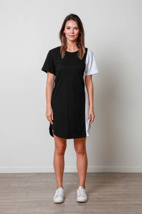 BLACK AND WHITE SIDE DRESS