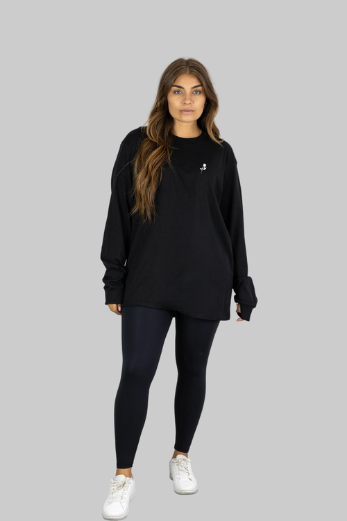 JANUARY ROSE LONGSLEEVE TEE BLACK