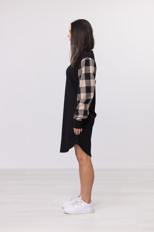 CHECKER ONE SLEEVE DRESS